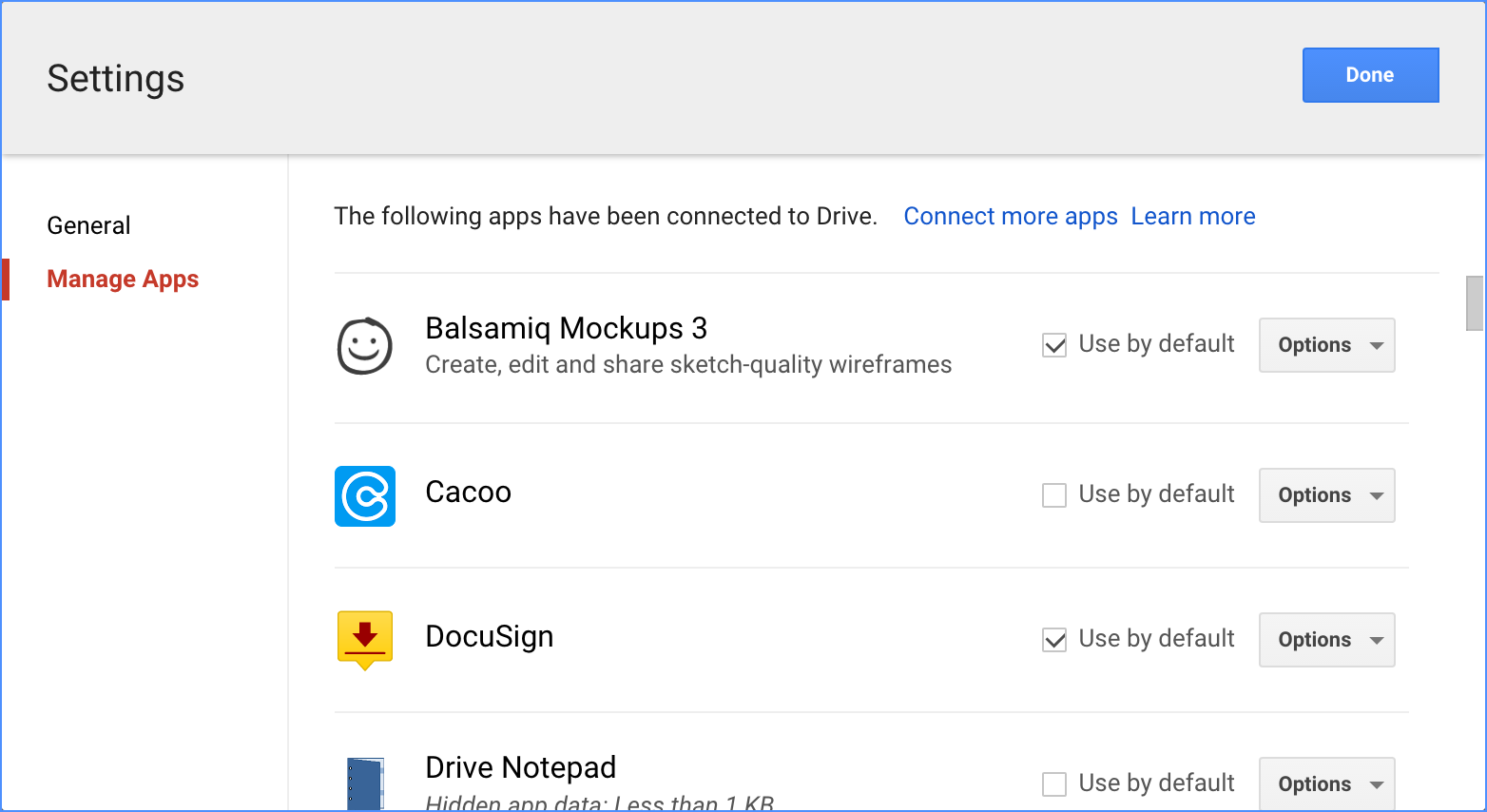 Manage apps dialog showing Application Data folder size