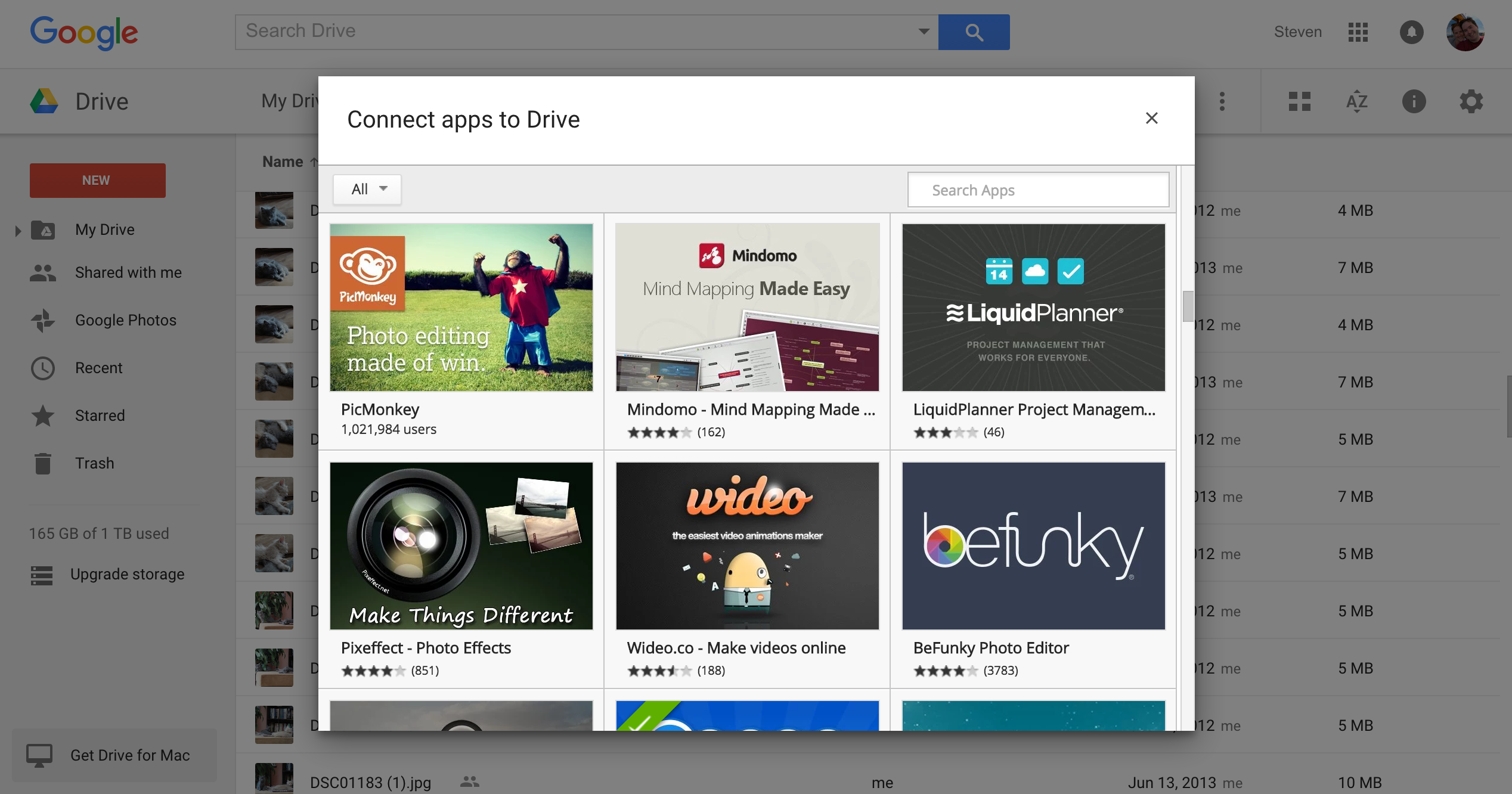 Chrome Web Store list of Drive apps